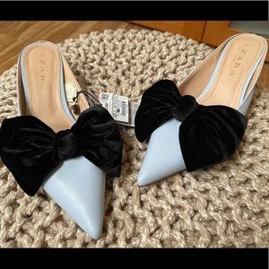 Zara  Mules Sz 37  Pointed Toe Kitten Heel